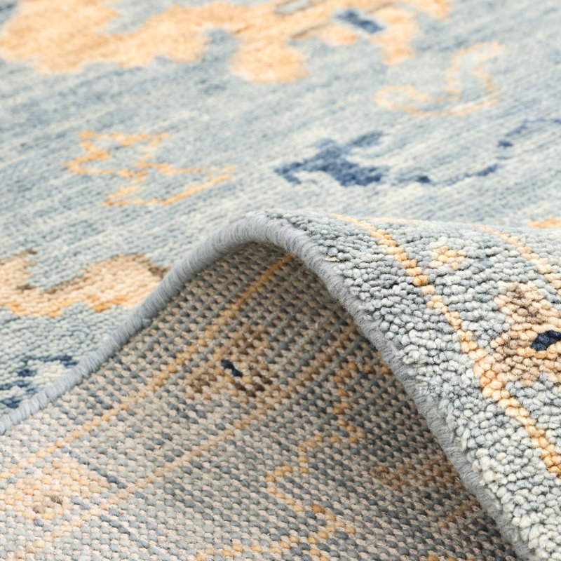Lagos Hand Knotted Floral Area Rug in Gray, Rectangle 9' x 12'