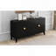 Armoire de rangement Sideboard 4-D Oor pour le salon et la salle à manger, deux grandes avec poignées dorées et tablette réglable, noir