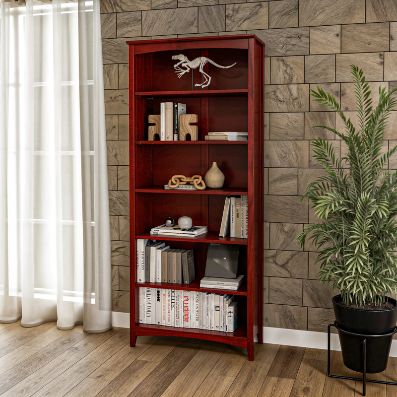 Colton Bookcase, (6 Shelves) 72" H x 30" W x 13"D, Red Garnet Stain