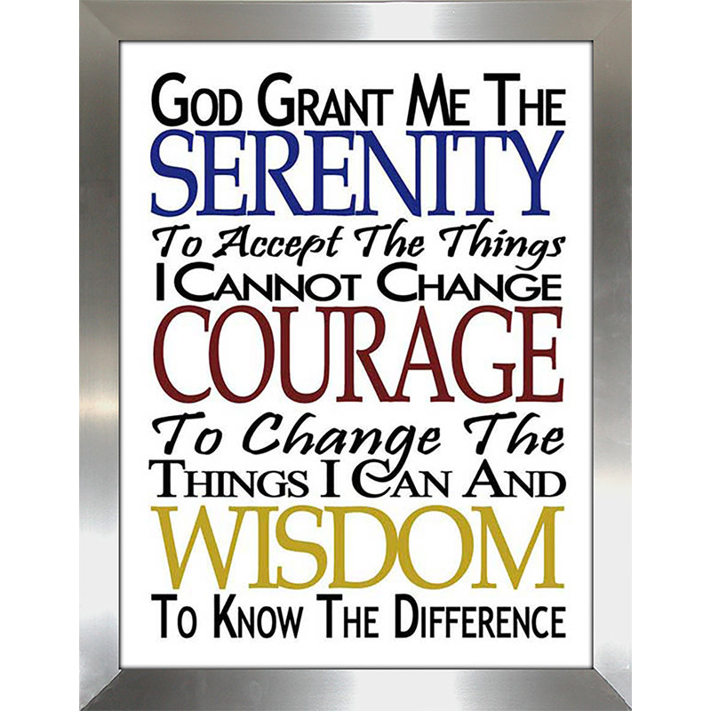 Serenity Prayer - cadre photo, impression d'art textuel sur plastique / acrylique, H 25,5 po x l 19,5 po x P 1 po