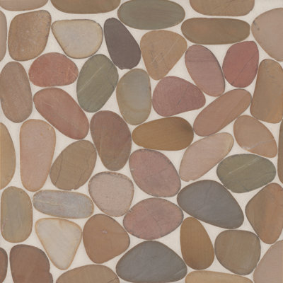 Waterbrook 12" x 12" Jumbo Sliced Pebble Mosaic Tile in Brown/Gray