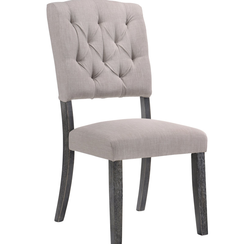 2 chaises d'appoint transitionnelles - lin beige, chêne gris, dossier de style chêne 2, Gris