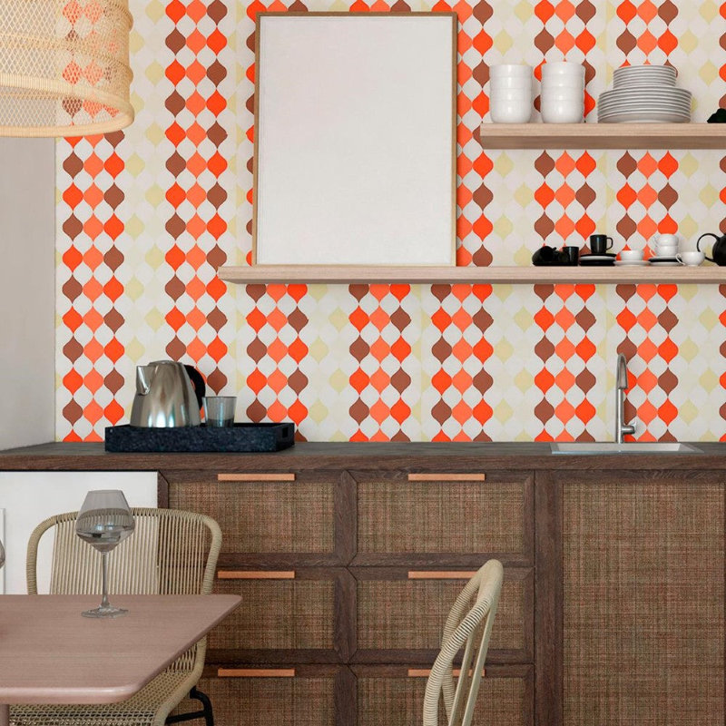 Rouleau de papier peint adhésif Ahrya, Orange, L 96 po x l 24 po