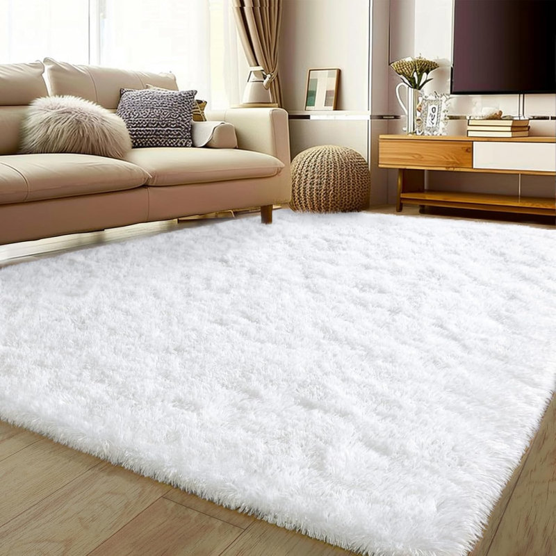 8×10ft Washable Area Rug Ultra Soft Fluffy Shag Rug  Indoor Carpet for Living Room Bedroom Kidsroom Home Decor, White