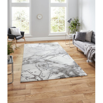 Machine Woven Ivory/Silver Rug
