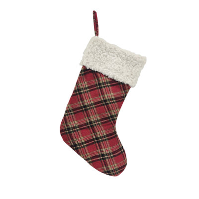 52cm red and black plaid stocking