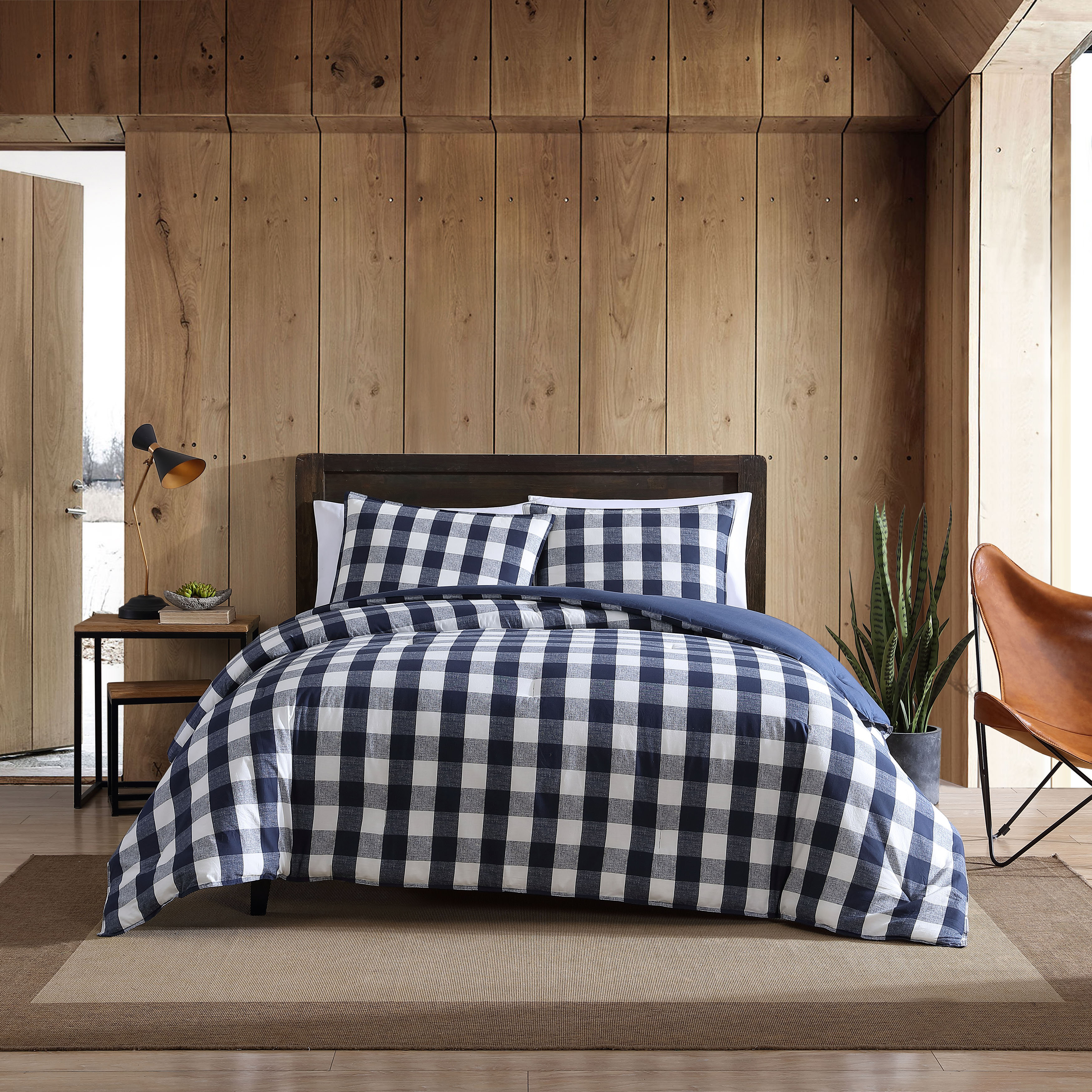 Eddie Bauer Lakehouse Plaid Blue Cotton Duvet Cover Set & Reviews | Wayfair