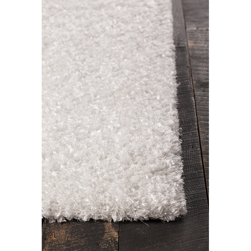 Tapis blanc à poils longs Jolynn, Rectangle 5 pi x 7 pi 6 po