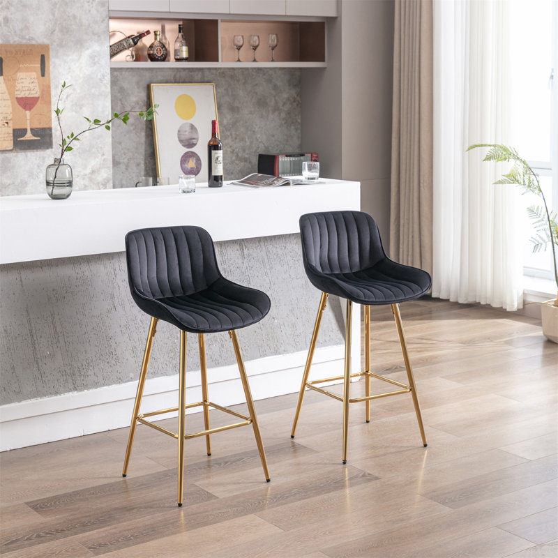 Ensemble de 2 tabourets de bar, Tabouret de comptoir (siège d'une hauteur de 26 p, Noir