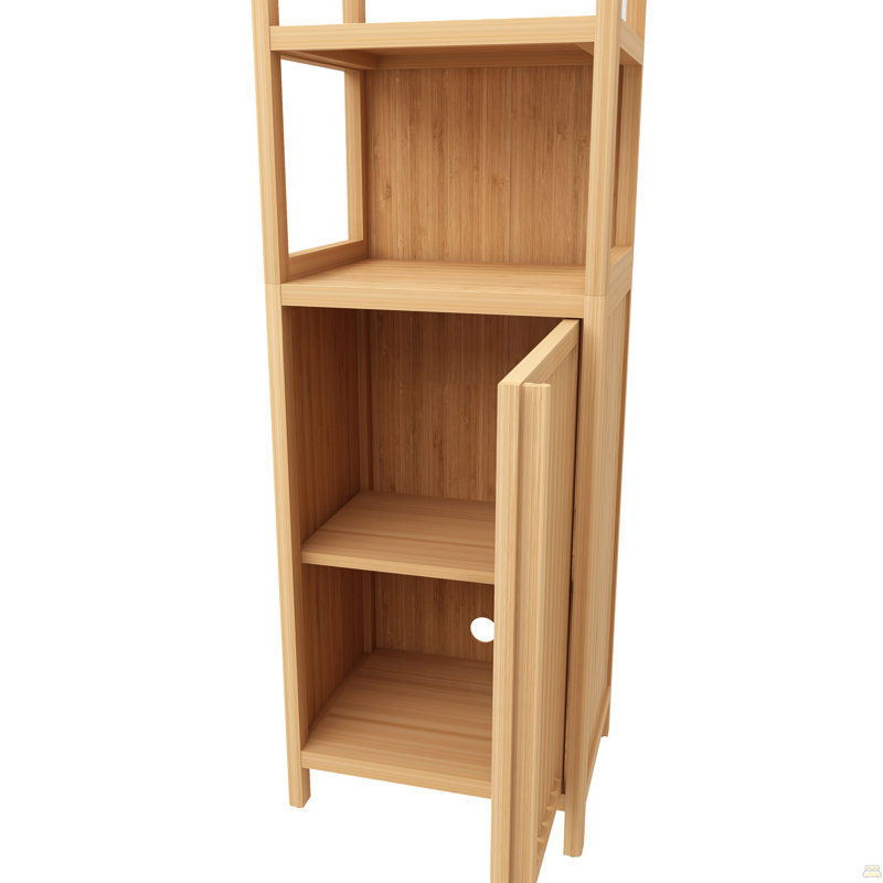 Armoire de rangement haute et mince avec porte à volets et 3 étagères, armoire autoportante en lin, Brun