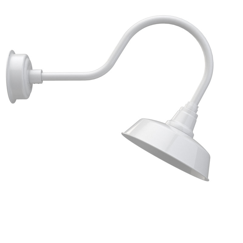 Luminaire de grange d’extérieur à del Vandervliet, H 8po x l 12 po x P 12 po, blanc