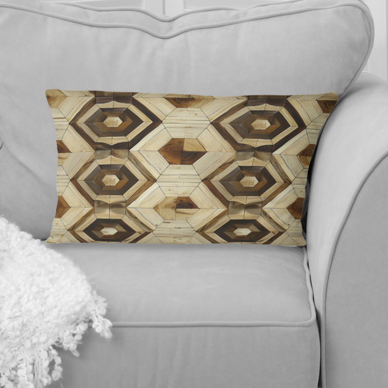 Coussin lombaire brun et beige Midcentury III