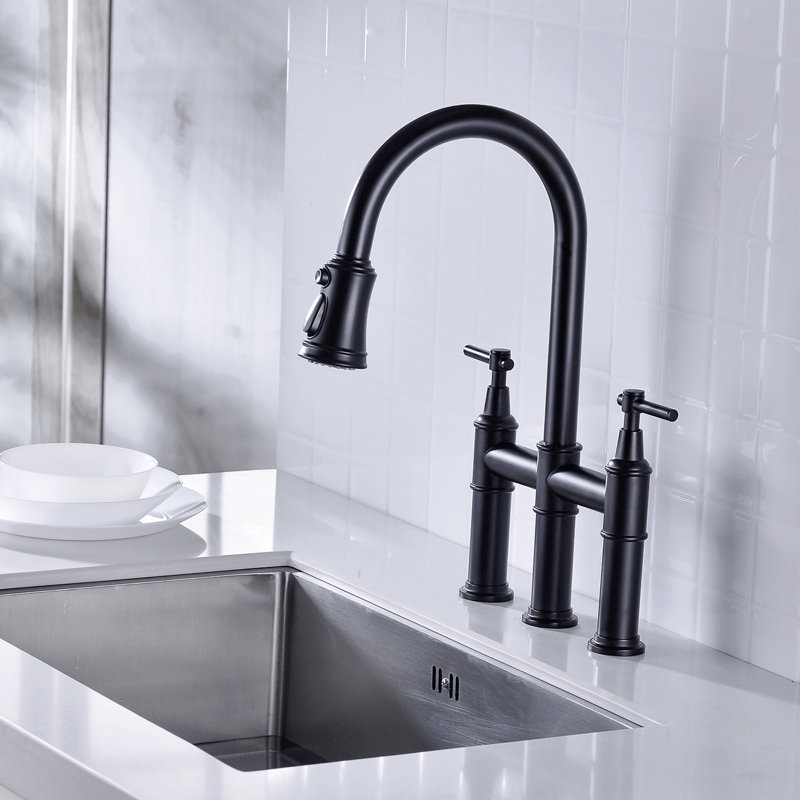 Bridge Kitchen Faucet With Pull-Down Sprayhead In Spot
