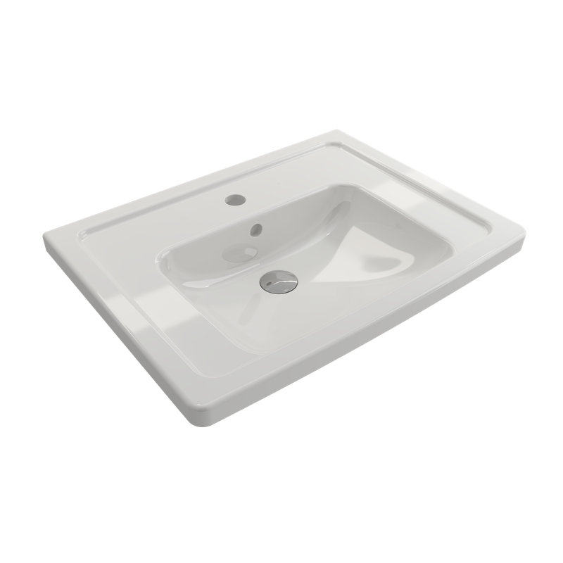 Taormina 26'' L Bathroom Sink, White, Single-Hole