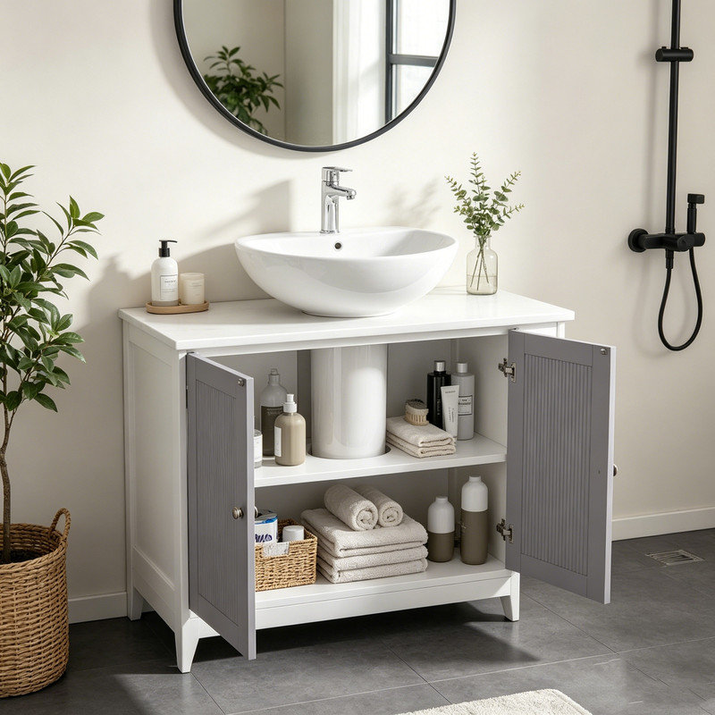 Bathroom Vanity with Basin, White
