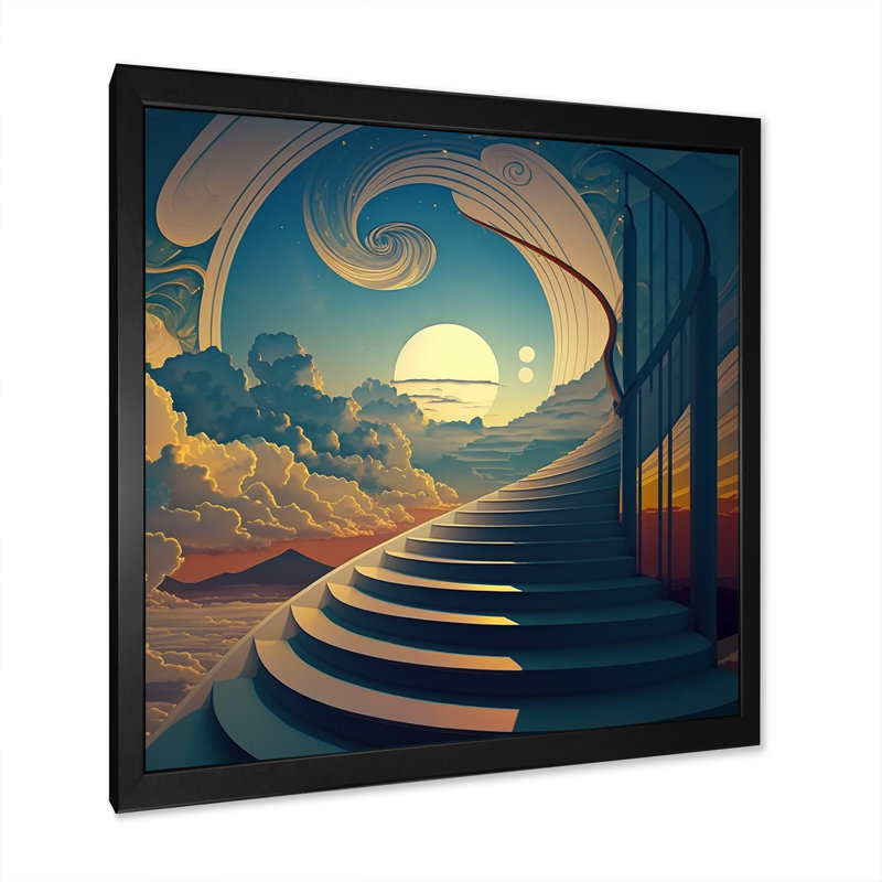 Art mural sur toile, "Stairs to Heaven I", L 24 po x H 24 po, Cadre photo noir
