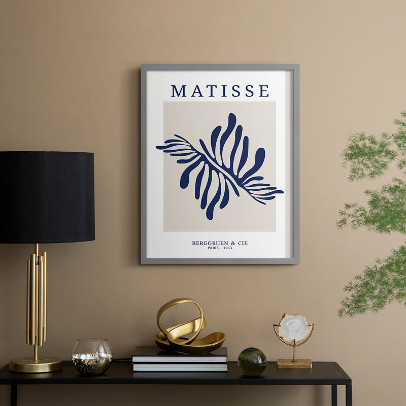 Matisse CDXI, reproduction d'art encadrée - bois massif, H 30 po x l 24 po, Gris
