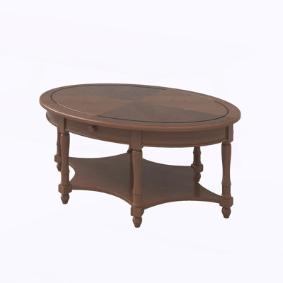 Table basse ovale avec tiroir et tablette de rangement