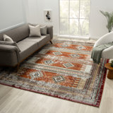Sunia Southwestern Area Rug in Red