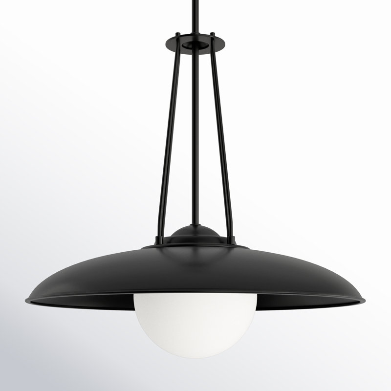 1 - Light Black Dome Pendant, 23.38" H x 24.25" W x 24.25" D