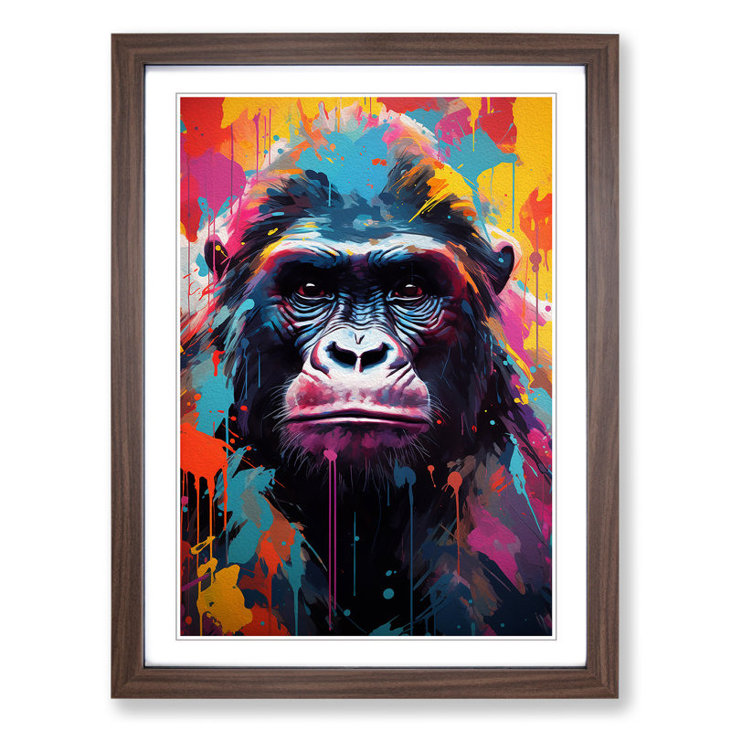 XYZ-FRM-V1223-3490 Gorilla Colour Field No.2 - Single Picture Frame Print on Wood