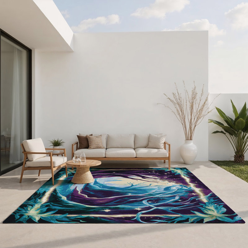 Tapis intérieur et extérieur Nightfall Bloom, Rectangle 3' x 5'