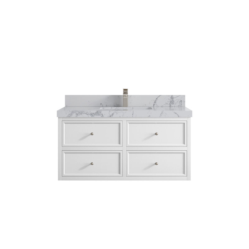 Meuble-lavabo simple 42 po avec plateau en quartz Toufic