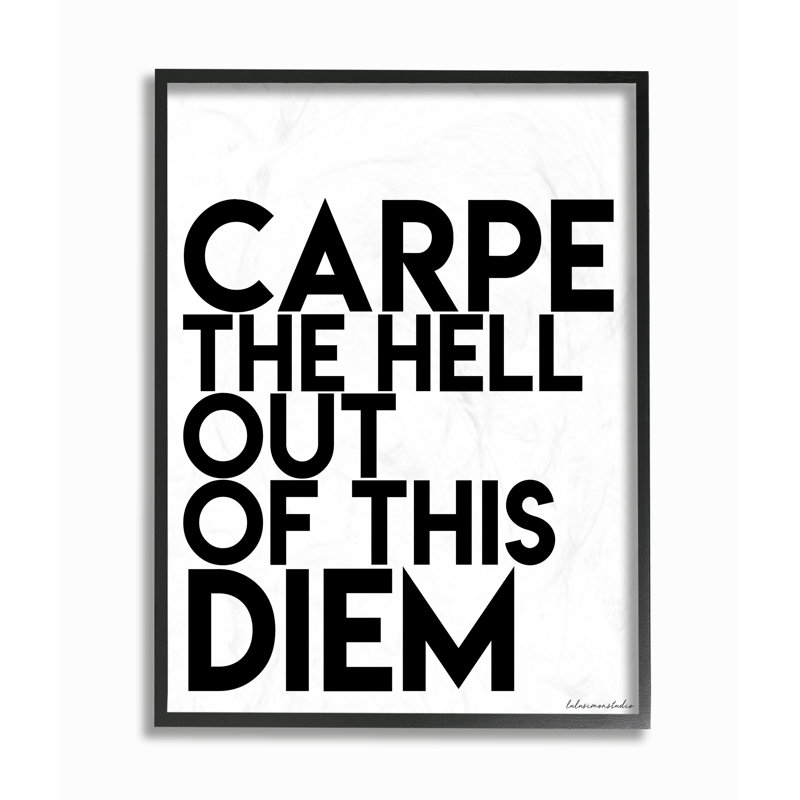 Art mural sur toile "Carpe l'enfer" par House of Lulu, Giclée encadrée noir minuit, H 14 po x l 11 po x P 1,5 po