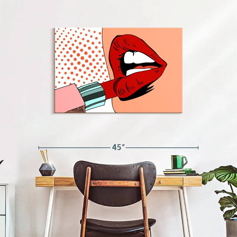 Shuttleworth Retro Pop Red Lips, 24" H x 36" W