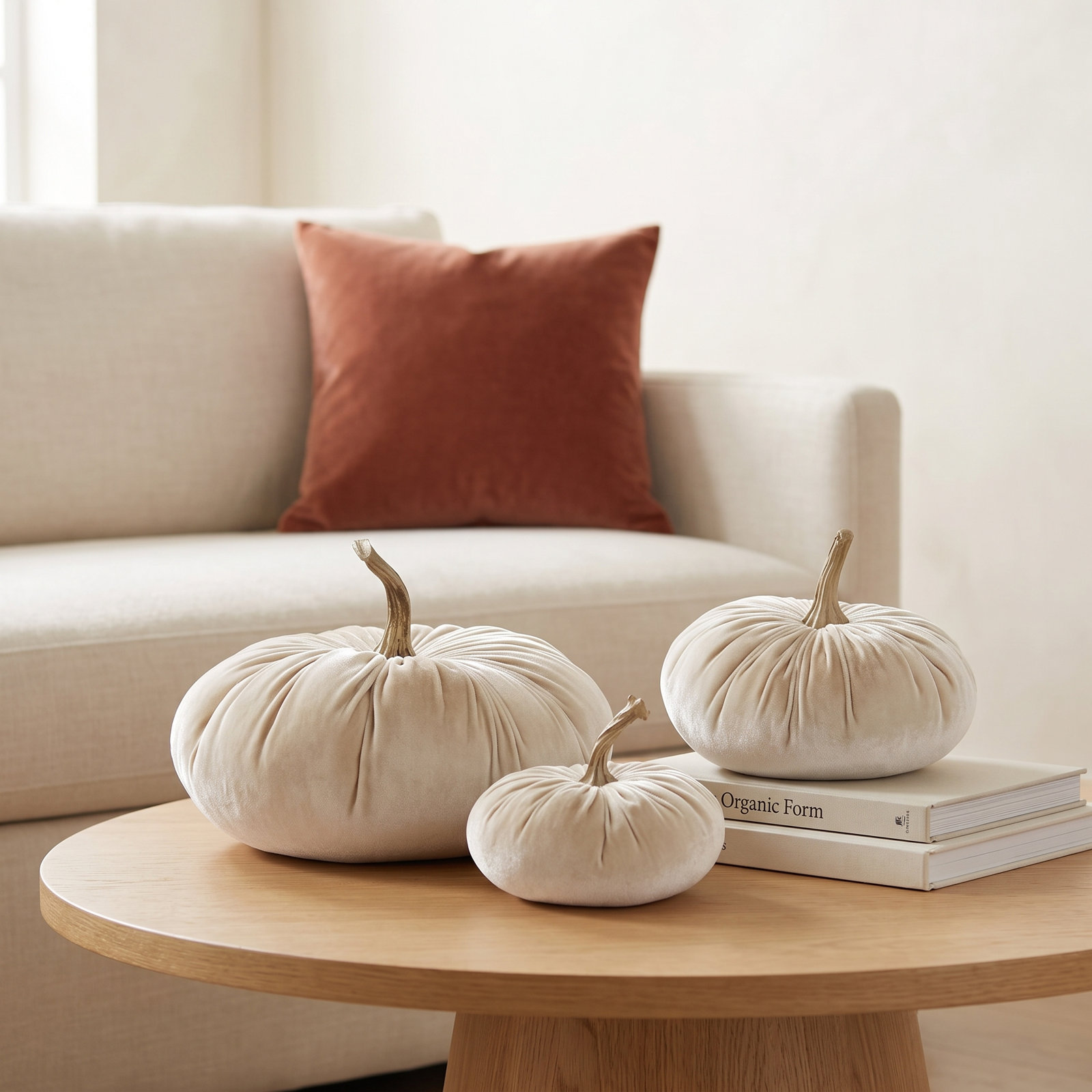 6-Piece Velvet Pumpkin Sculpture