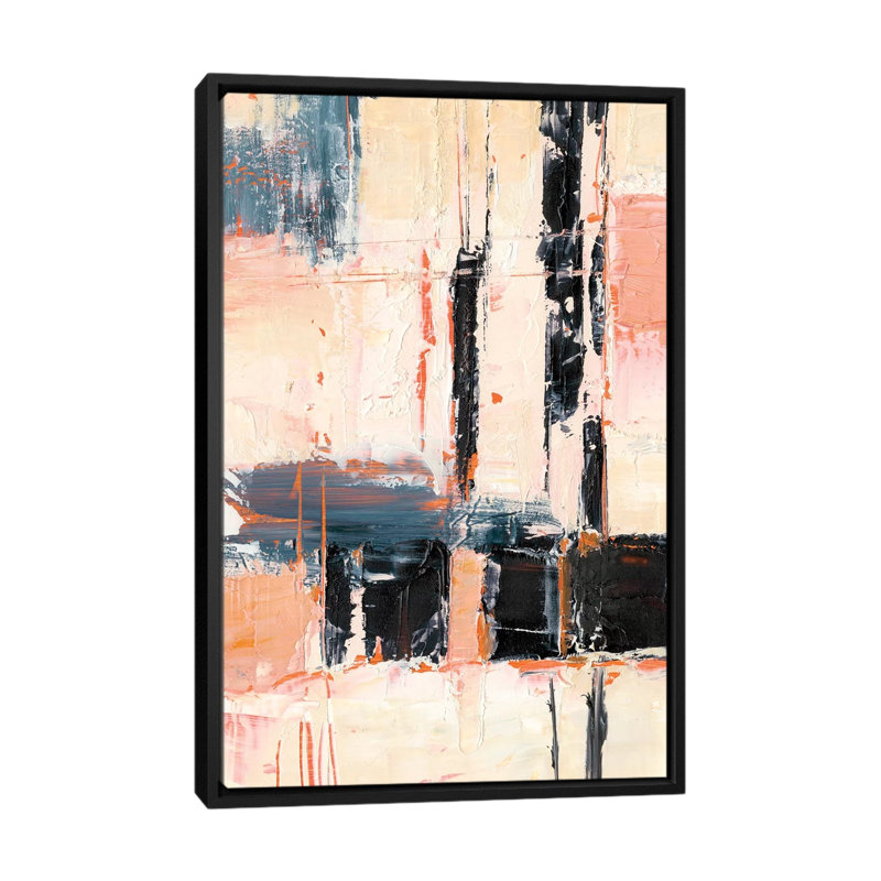 Corail et sable II par Ethan Harper - reproduction d'art, H 40 po x l 26 po x P 1,5 po, Pas de tapis, Toile avec cadre noir