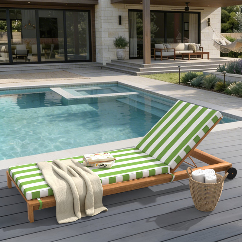 Outdoor Chaise Cushion With Sunbrella Fabric, 26" W x 80" D, Sunbrella® Refuge Garden