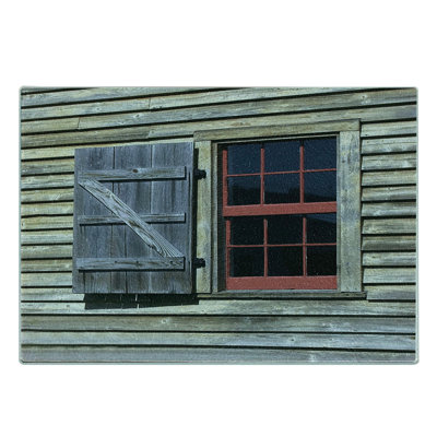 Ambesonne Country Tempered Glass Cutting Board Village Cottage Shutter Red Brown
