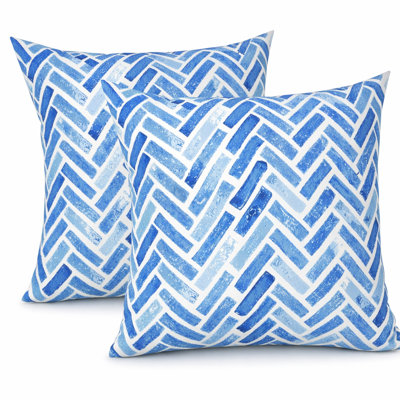 2-Piece 18" x 25" Indoor/Outdoor Waterproof Square Throw Pillow Set with Removable Zip Covers and Inserts
