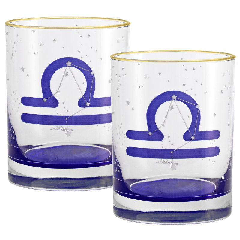 Verre à whisky double à rebord doré 14 oz 22 kt Culver Libra Zodiac (Balance)