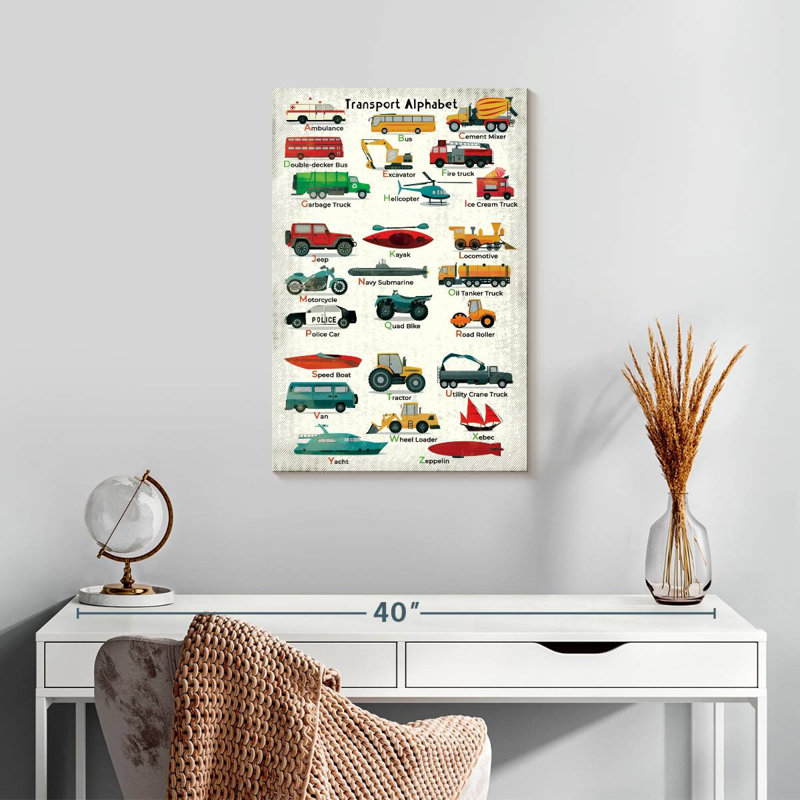 Tableau pour enfants Ashelle Transport Alphabet, H 24 po x l 16 po