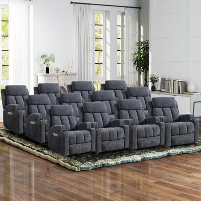 Dartee 33.07"W Manual Massage Recliner Chair With Heating Function & Dual Cup Holders - Soft Microfiber Home Theatre Seating