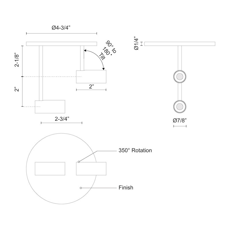 2 - Light LED Spotlight, White, 4.38" H x 4.75" W x 4.75" D