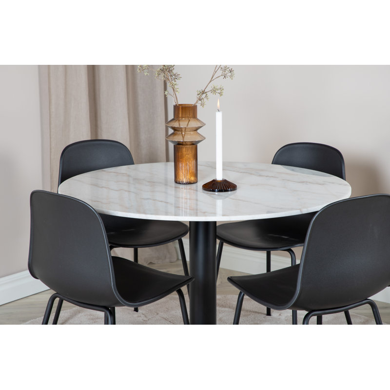 Roth 4 - Person Dining Set, Black, White