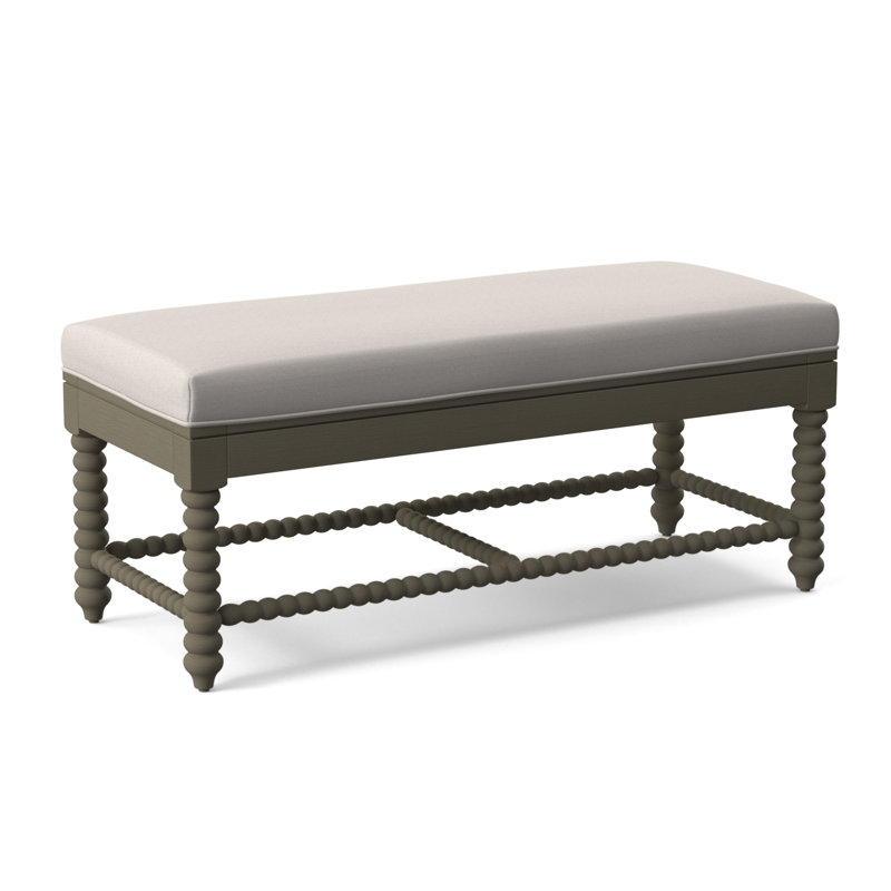 Lind Island Upholstered Bench, Stone Hearth Finish, White Textured Performance; 0865-91