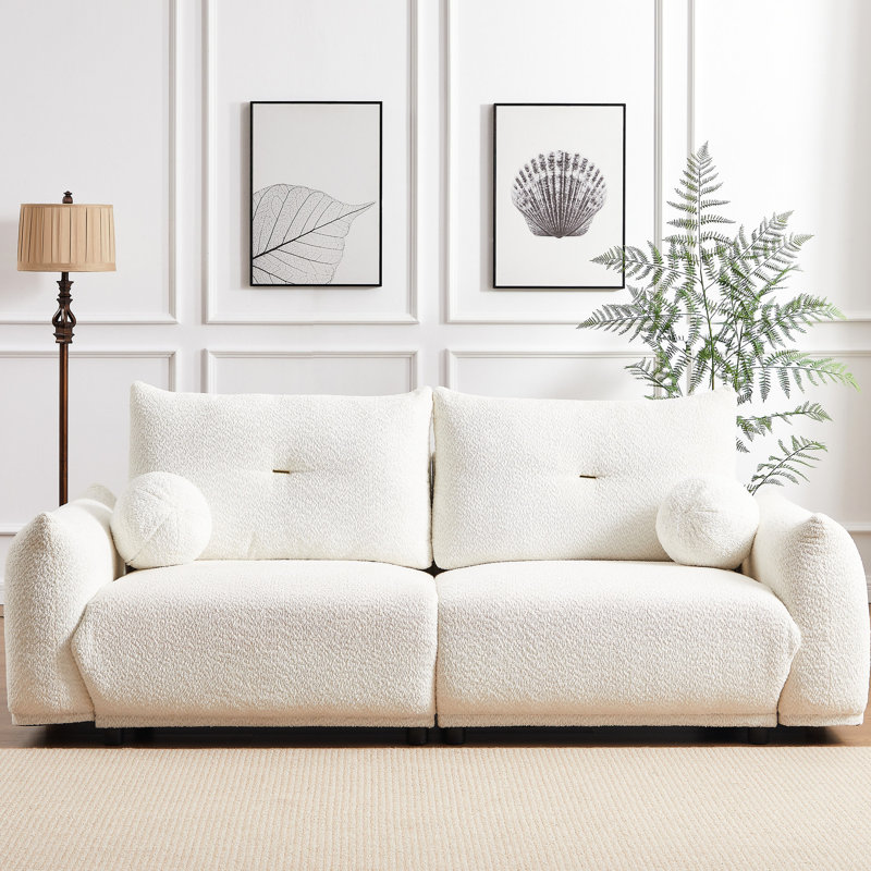 Mobilier en laine d'agneau confortable - 2 coussins inclus avec des caractéristiques ergonomiques, coussins, beige pour des espaces de détente