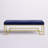 Pangea Home Declan Laurence Modern Upholstered 54" Bench with Gold or Silver Metal Steel legs – Elegant Accent Seating for Bedroom, Entryway, Kitchen, Office, Waiting Rooms, or Living Room - Navy Velvet Bench with Gold Legs-1208674262-1209318917