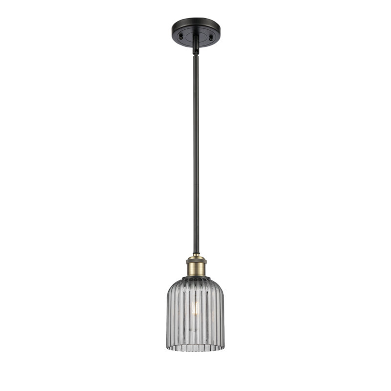 Luminaire suspendu 5 lumières Ballston Addeline, Laiton antique noir, Gris fumée clair