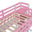 Lit superposé simple de style château simple avec glissière intégrée, deux tiroirs, trois tablettes et fabrication en bois massif sécuritaire pour les chambres d'enfants.-1868472055-1868472052