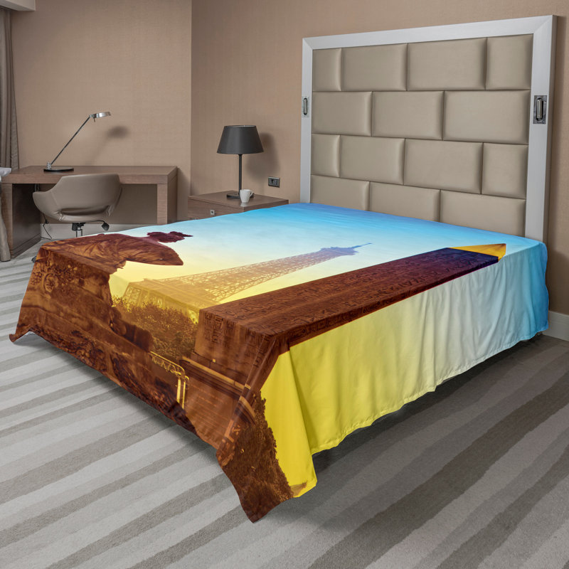 Drap plat Ambesonne Eiffel Tour, Drap plat pour taille de lit très grand californi