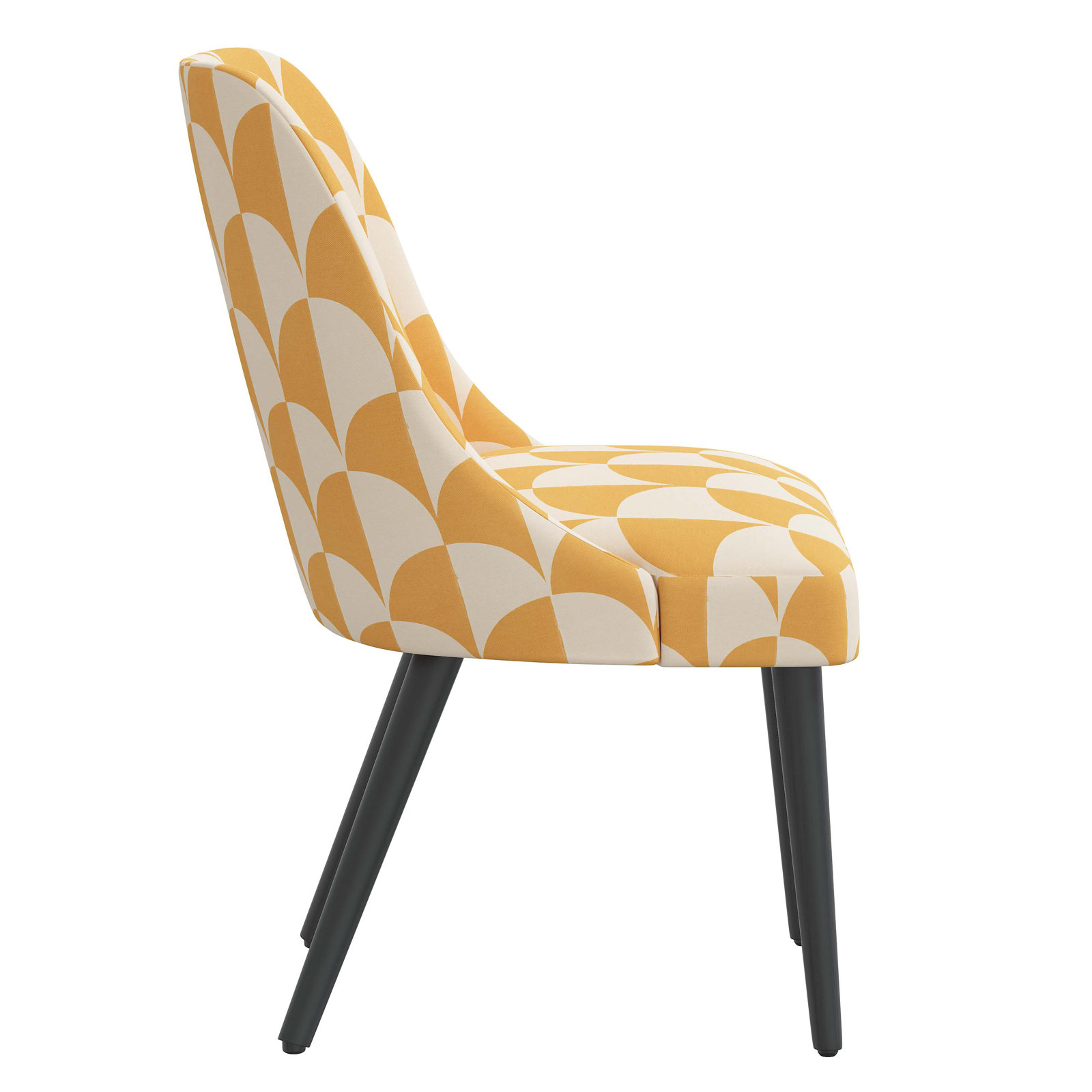 Pensford Upholstered Parsons Chair, Scallop Stone Gold, Black Wood