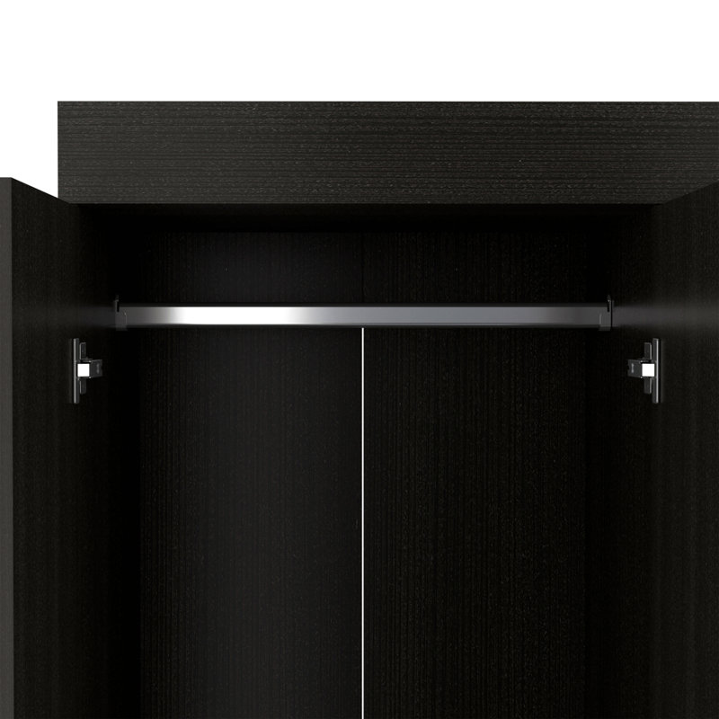 Armoire mobile, avec tiges de suspension, armoire à deux portes, trois tiroirs, deux tablettes noires