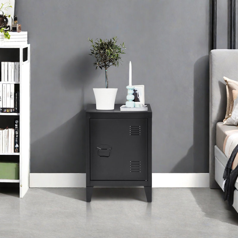 Stonyford Steel 1 - Door Rectangle Accent Cabinet, Black