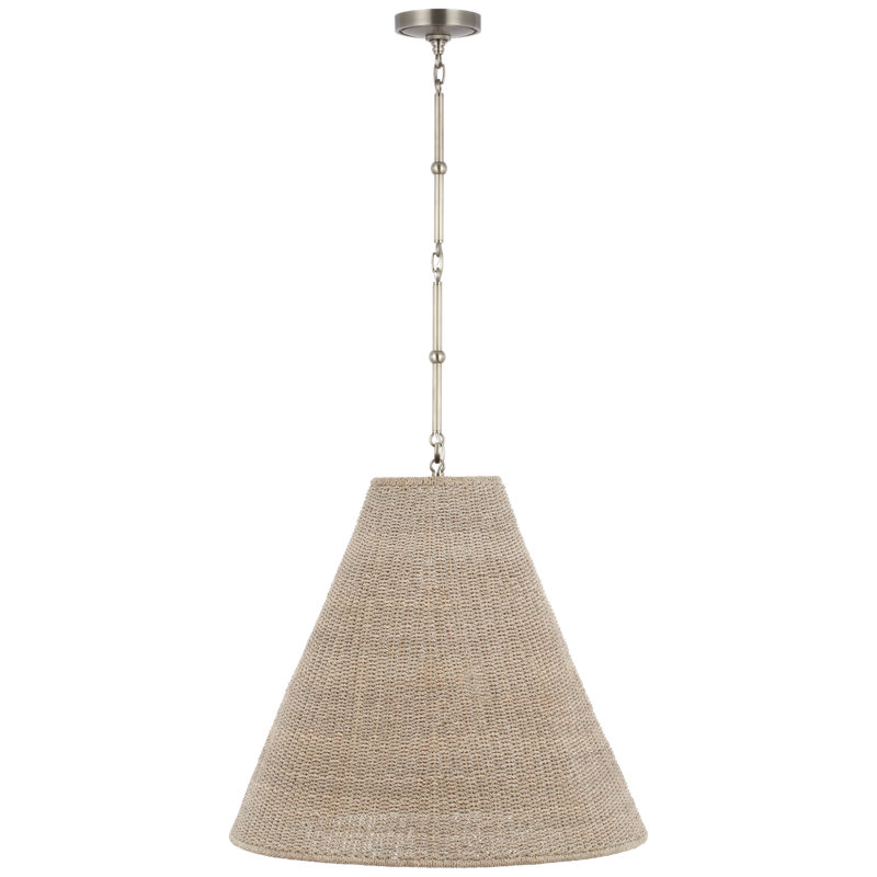 Goodman Pendant by Thomas O'Brien, 22.75" H x 24" W x 24" D, Bronze/Hand Rubbed Antique Brass, Ash