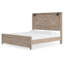 Très grand lit à panneau Hara avec 2 appliques murales, bois gris-blanc rustique clair-118778082-118778080